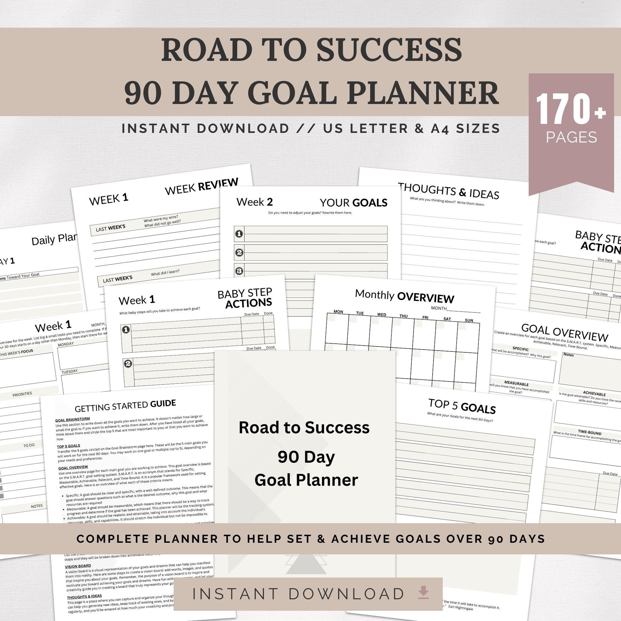 90 Day Goal Planner, SMART Goals, Goal Planner, Goal Setting, Goal ...