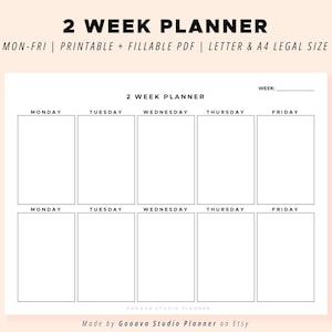 Weekly Planner Blank Minimalist, Printable Landscape Schedule Calendar, Weekly Organizer, Office Planner, Desk Planner, Letter, Legal, A4