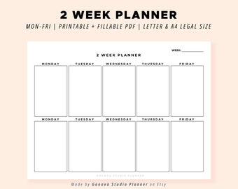 Wochenplaner/Wochenplaner blanko, minimalistischer Kalender im Querformat, Wochenplaner, Büroplaner, Schreibtischplaner, A4, Letter