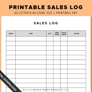 REGISTRO DE VENTAS Seguimiento de pedidos instantáneos Minimalista Digital Pdf Descargar tamaño carta de EE. UU. y A4 para pequeñas empresas u organizaciones de ajetreo lateral