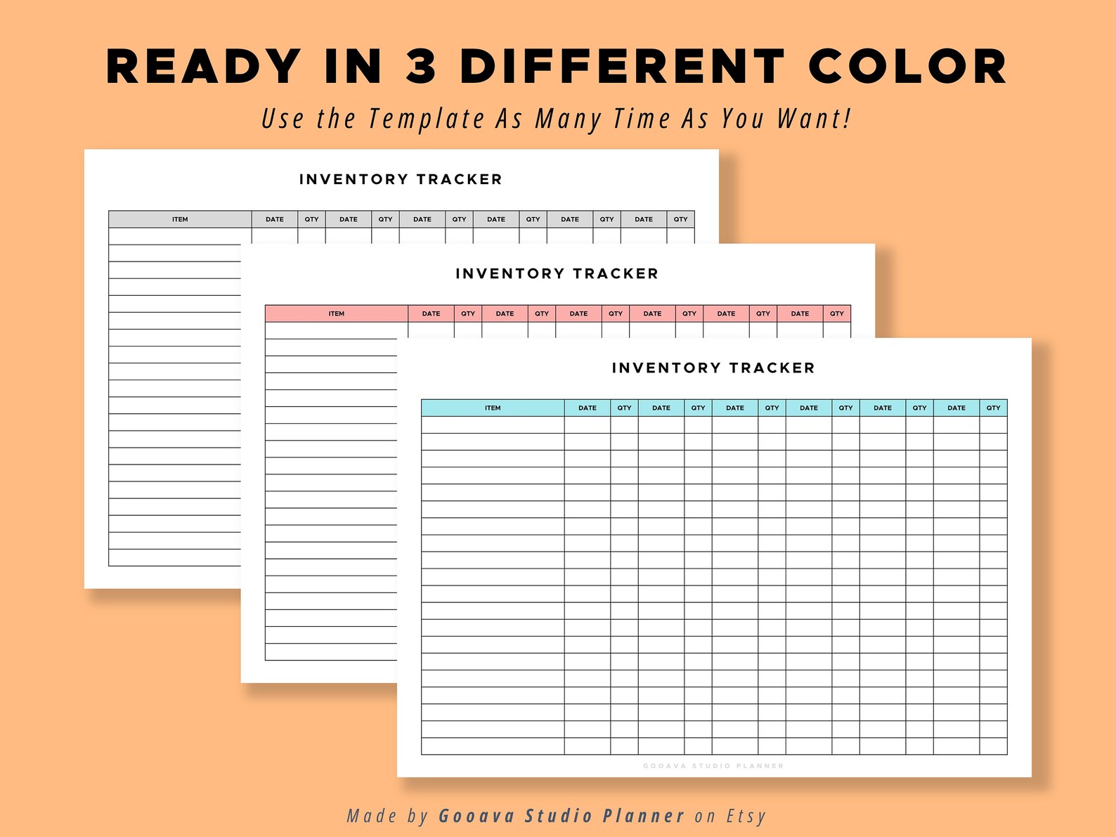Printable Inventory Tracker Business Template Sheets Minimalist Pdf for ...