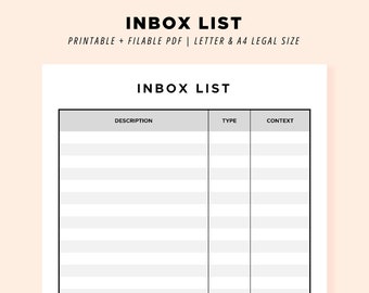 Inbox List Planner Erste Schritte Bearbeitbar Printable