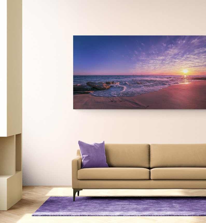 Coastal Sunset Wall Art Print for Beach Lovers Purple Sky - Etsy