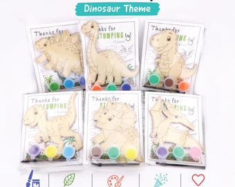 Dinosaur Wood Paint Kit Party Favor – Kids DIY Dinosaur Craft – Personalized Birthday Activity Favor – Dinosaur Painting Kit for Kids