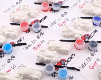 Race Car Painting Party Favors for Kids – DIY Plaster Race Car Craft paint Kits – Fun Birthday Activity Gift – Race Car Paint Party Favor