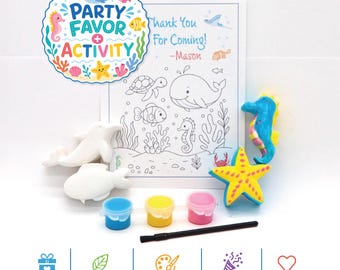 Ocean Painting Party Favors for Kids – DIY Plaster under the sea Craft paint Kits – Birthday Activity Gift – Ocean craft – mermaid party