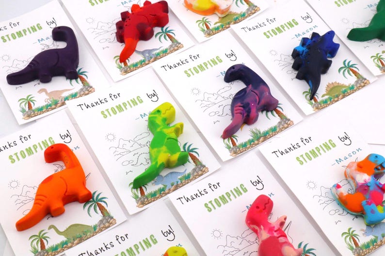 Dinosaur Crayons – Dino Birthday Party Favors for Kids – Dinosaur Coloring Favor Bags – Custom Crayon Gift – Non-Toxic Party Treat image 1