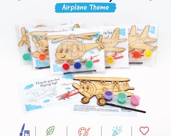 Airplane Wood Paint Kit Party Favor – Kids DIY Airplane Craft – Personalized Birthday Activity Favor – Airplane Painting Kit for Kids