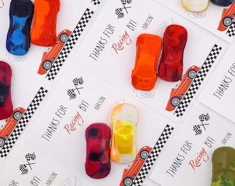 Car Crayon Party Favors – Race Car Birthday Goodie Bags – Car Theme Party Favors with Coloring Card
