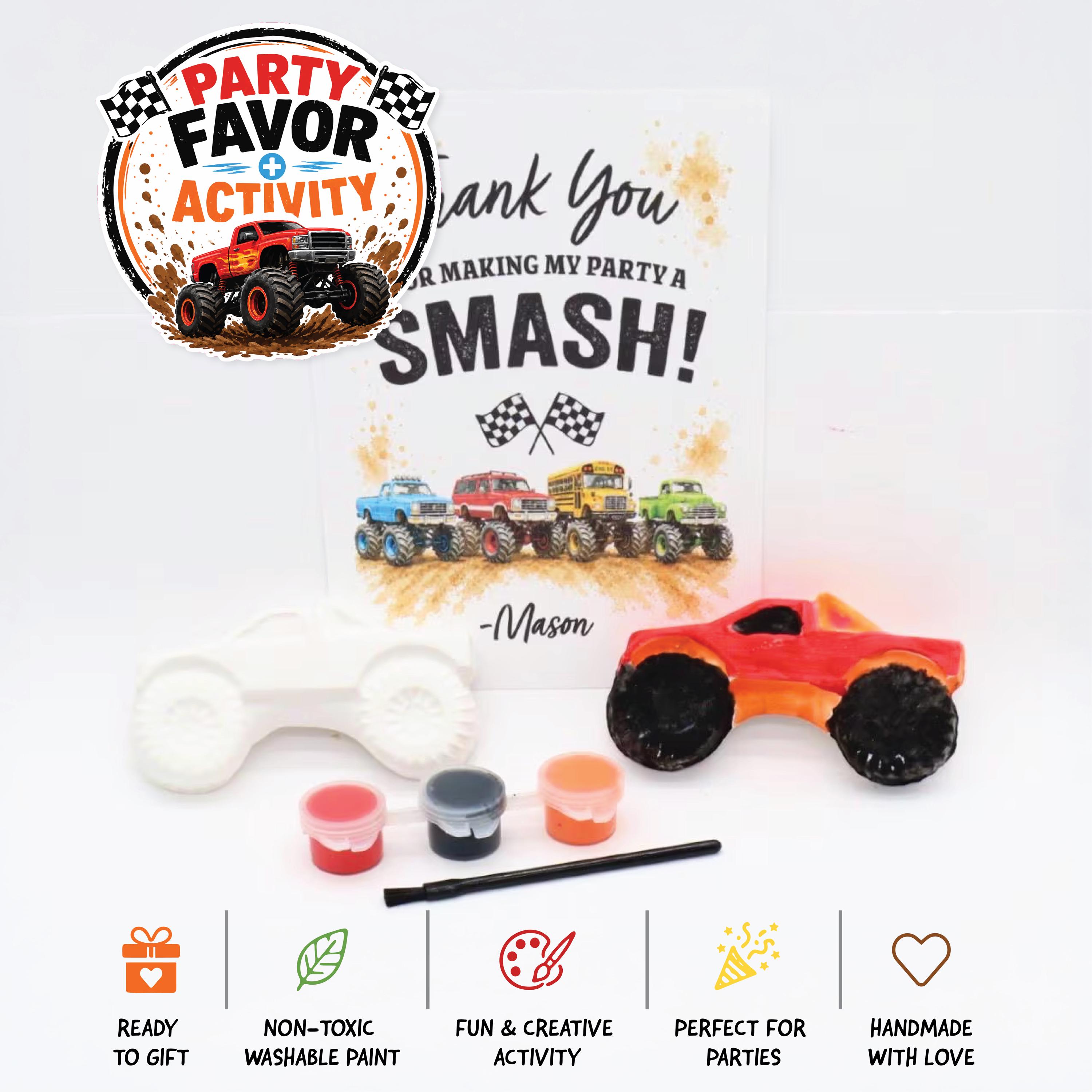 35 Crazy Fun Monster Crafts for Kids That Are Super Adorable 22 Monster truck Painting Party Favors for Kids - DIY Plaster monster…