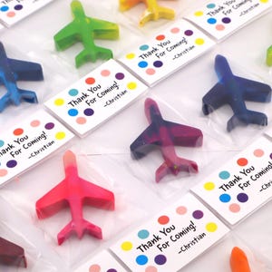 Airplane Crayon Party Favors – Jet Birthday Favor Bags – Handmade Crayons for Kids – Airplane Theme Party Supplies
