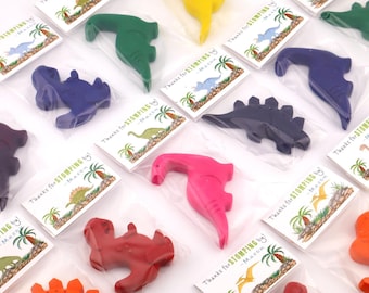 Dinosaur Crayon Party Favors – Dino Birthday Gift Bags – Handmade Crayons for Kids – Dinosaur Theme Party Supplies