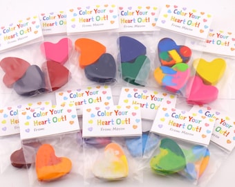 Heart Valentine Crayons – Class Valentines for Kids – Non Candy Valentine Gift – kids valentine Crayon Favor – Kindergarten Valentine Cards