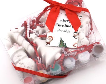 Christmas Paint Kit Gift Set – Personalized Holiday Craft Kit for Kids – Paint Your Own Christmas Figurines – Stocking Stuffer Party Favor