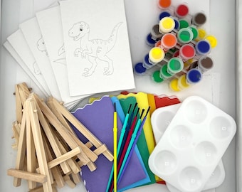 Dinosaur Canvas Paint Party Kit – Dinosaur Birthday Activity – Kids Painting Party Kit – Dinosaur Party Favor – DIY Canvas Painting Kit