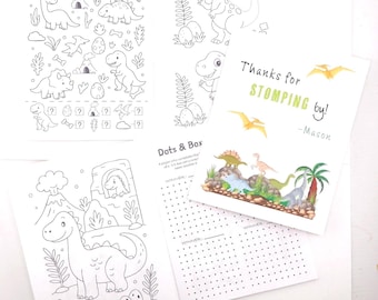 Personalized Dinosaur Coloring Book – Handmade & Professionally Printed – 14 Activity Pages – Kids Party Favor – Dinosaur Birthday Gift