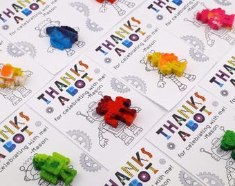 Robot Crayons – Fun Party Favors for Robot-Themed Birthdays! – Unique Robot Shaped Crayons – Birthday Favor Bags – Creative Party Gifts