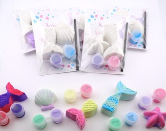 Mermaid Painting Party Favors for Kids – Mermaid Paint Party Favor Kit – Mermaid Theme Party Seashell Craft Birthday Party Favor