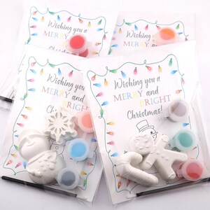 Christmas Party Favors for Kids – DIY Plaster snowman and gingerbread Craft paint Kits – class Activity Gift – Christmas party
