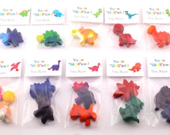 Dinosaur Valentine Crayons – Class Valentine Cards for Kids – Non Candy Valentine Gift – Toddler Crayon Favor – Preschool Valentine Set