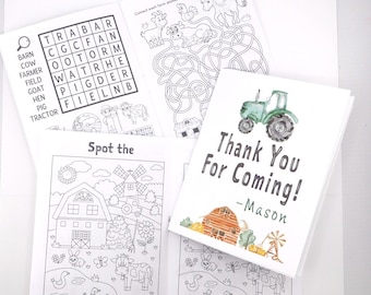 Personalized Tractor Coloring Book – Handmade & Professionally Printed – 14 Activity Pages – Kids Party Favor – Farm Birthday Gift