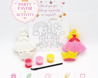 Princess Painting Party Favors for Kids – DIY Plaster princess Craft paint Kits – Birthday Activity Gift  – princess theme party favors