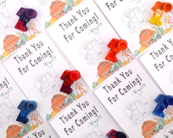 Tractor Crayon Party Favors – Farm Birthday Coloring – Personalized Tractor Gifts – Kids Party Supplies