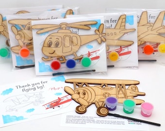 Airplane Wood Paint Kit Party Favor – Kids DIY Airplane Craft – Personalized Birthday Activity Favor – Airplane Painting Kit for Kids