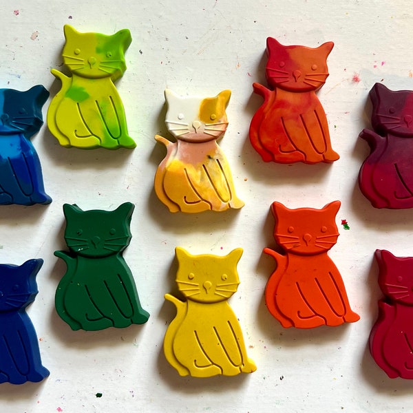 Cat party favor bags for birthday party’s, kitty cat crayons, kitten party favor crayons, birthday party cat theam