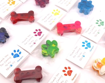 Dog Paw & Bone Crayon Party Favors – Puppy Birthday Crayons – Dog Party Favor Bags – Fun Kids Party Supplies