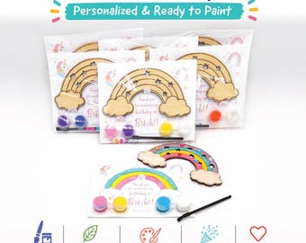 Rainbow Paint Party Favors, Personalized Wooden Painting Kits for Kids, Unicorn Birthday Activity, DIY Rainbow Craft