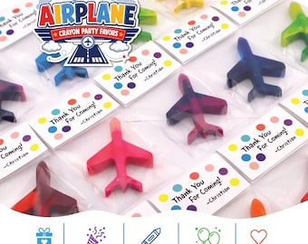 Airplane Crayon Party Favors – Jet Birthday Favor Bags – Handmade Crayons for Kids – Airplane Theme Party Supplies