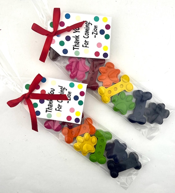 Puppy Dog Crayon Party Favors – Dog Paw & Bone Crayons – Birthday Favor Bags – Puppy Party Supplies – Creative Kids Gift