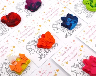 Princess Crayon Party Favors – Magical Birthday Gift for Kids – Castle, Crown, and Butterfly Crayons with Coloring Card