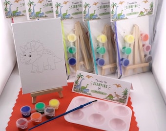 Dinosaur Canvas Paint Kit – Kids Painting Activity, Birthday Favor, Dino Craft Set