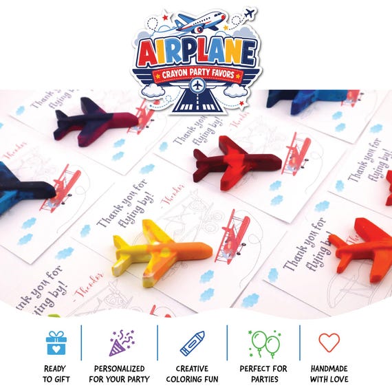 Airplane Crayon Party Favors – Airplane Birthday Gift – Jet Crayons Coloring Favor – Airplane Crayons for Kids – Pilot Birthday Favors