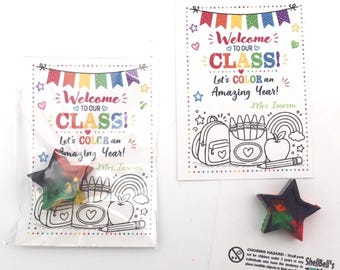 Welcome to Our Class Crayon Pack | Personalized Back to School Gift | First Day of School Favor | Student Welcome Gift | Teacher Classroom