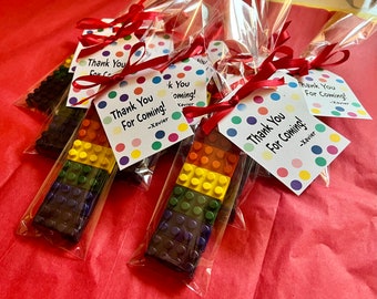 Building block crayon party favor bag for birthday party