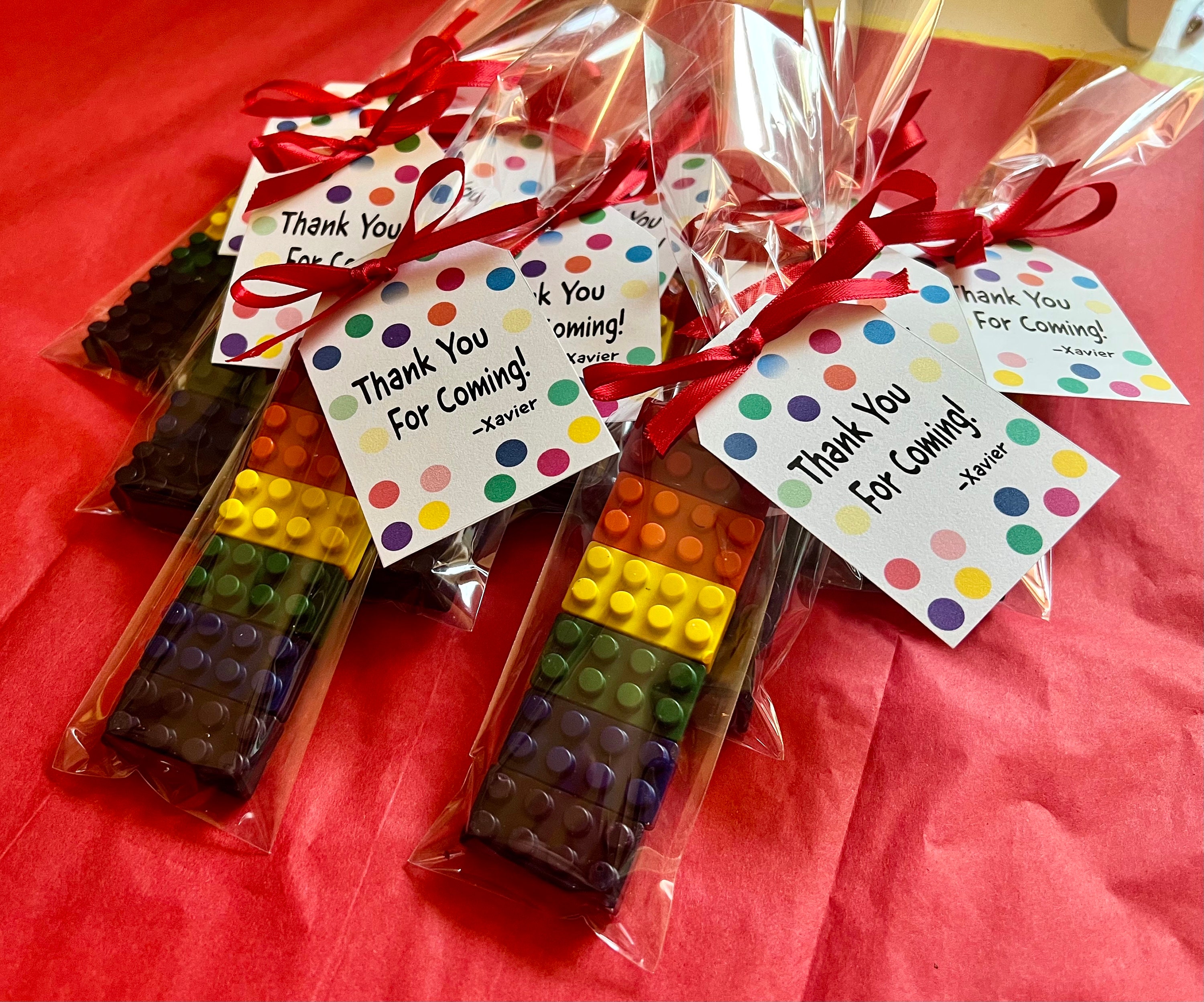 Giant Building Block Man Crayon Party Favours - includes colouring