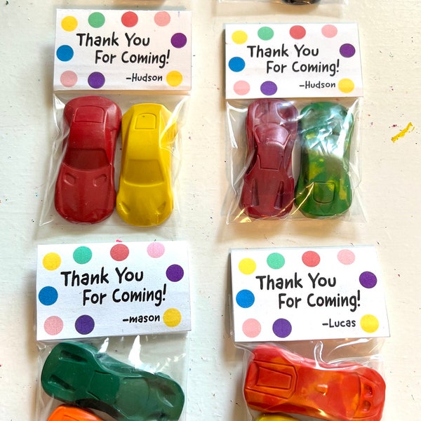 Car party favor crayons, party favor bag for birthday party, race car party favors, goodie bags, birthday car theme