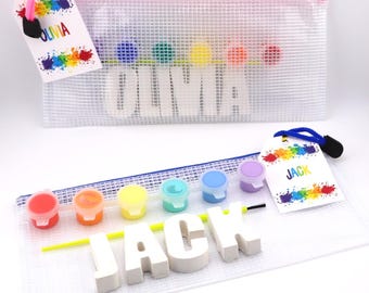 Paint Your Own Name Kit – Personalized Craft Activity – Kids Party Favor – Creative Christmas Gift - Ceramic Painting letter Crafts kids -