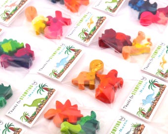 Dinosaur Crayon Party Favors – Dino Birthday Favor Bags for Kids – Dinosaur-Themed Party Supplies – Handmade Crayon Gifts
