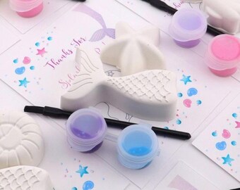 Mermaid Painting Party Favors for Kids – Mermaid Paint Party Favor Kit – Mermaid Theme Party Seashell Craft Birthday Party Favor