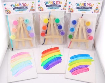 Kids Canvas Paint Kit Party Favor – Personalized Painting Activity Kit – Rainbow Art Birthday Favor – DIY Kids Craft Kit – Paint Party