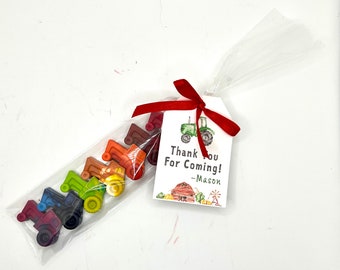 Tractor crayon party favor bags for birthday party’s, farm bithday party, Tractor crayons