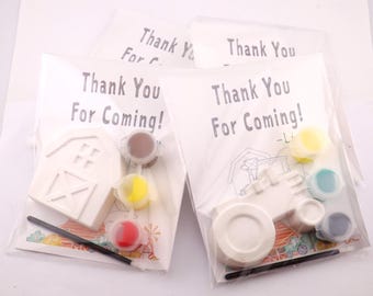 Tractor and barnPainting Party Favors for Kids – DIY Plaster Tractor Craft paint Kits –  farm Birthday Activity   – Tractor farm birthday