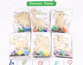 Dinosaur Wood Paint Kit Party Favor – Kids DIY Dinosaur Craft – Personalized Birthday Activity Favor – Dinosaur Painting Kit for Kids