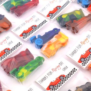 Car Birthday Party Favors – Race Car Crayons – Goodie Bags – Car Party Favor Bags – Wheels Theme Birthday Gift for Kids