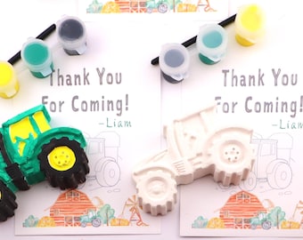 Tractor Painting Party Favors for Kids – DIY Plaster Tractor Craft paint Kits –  farm Birthday Activity   – Tractor farm birthday