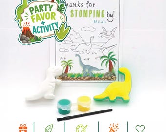 Dinosaur Painting Party Favor – DIY Plaster Craft Kit for Kids – Fun Birthday Activity – Dino Theme Party Favor